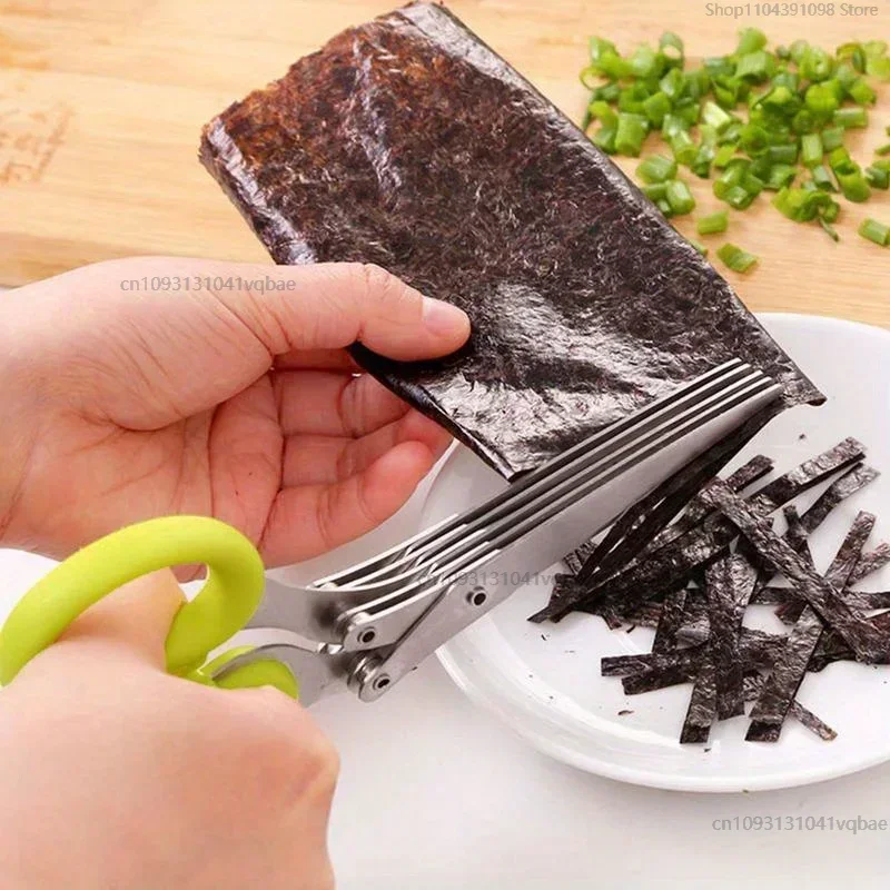 5 Blade Multipurpose Stainless Steel Kitchen Shears Durable Herb Scissors For Chopping Chive Parsley Gadget Food Scissors