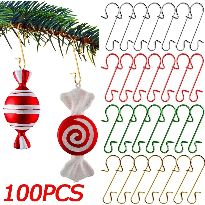 Christmas Decorations Christmas Ornament S-Shaped Metal Hook Holder 100/10PCS Xmas Tree Balls Pendant Hanging Hooks New Year Party Decoration Supplies