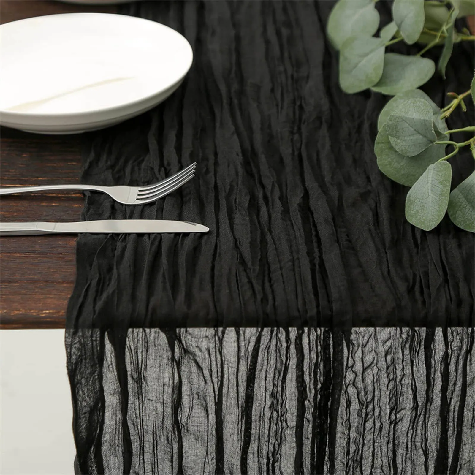 

90x180cm Cheesecloth Table Runner Tablecloth Table Runner For Wedding Decor Holiday Birthday Party Table Dining Room Decor