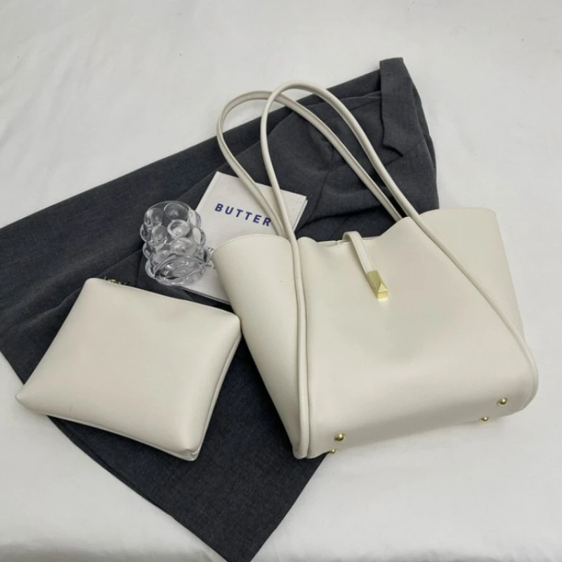 תיקי כתף מעוצבים לנשים מעור PU רך 2-IN-1 נפח גדול סט תיקי קניות 2026 תיקי מעצבים מפוארים