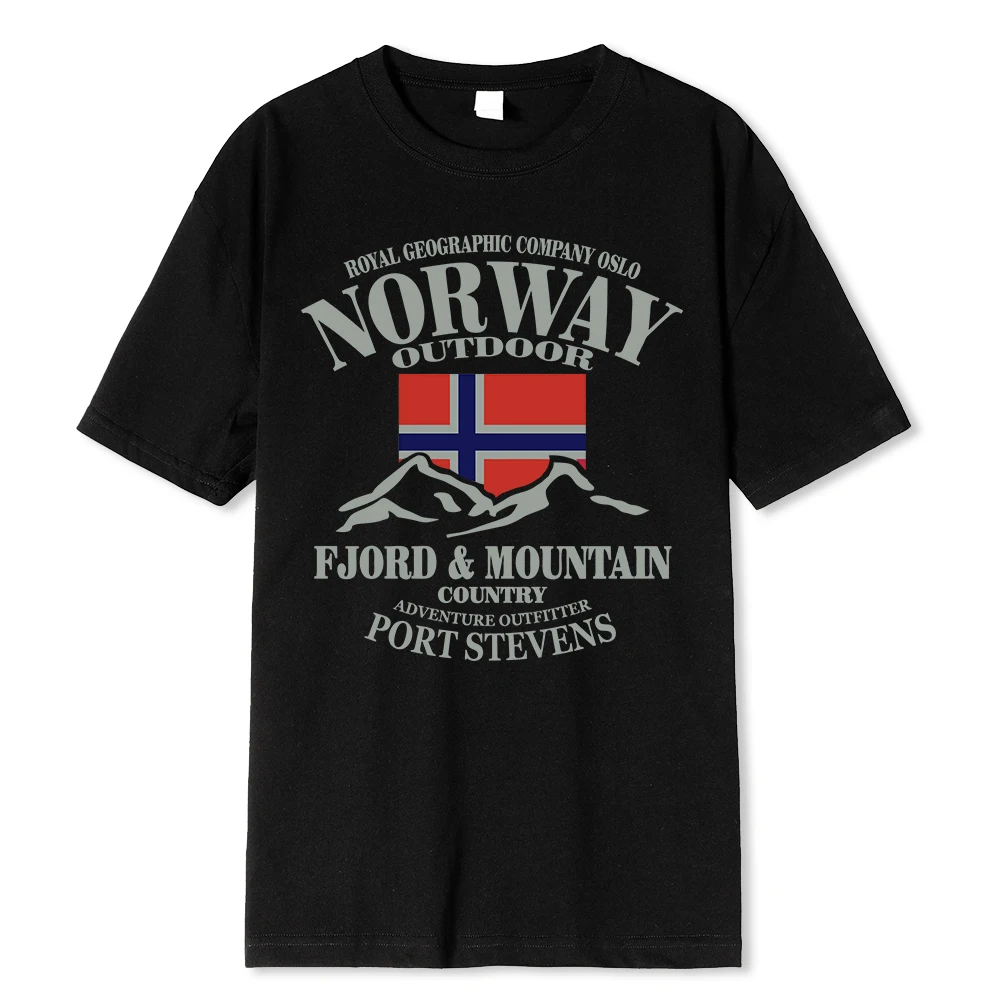 Vară Norvegia pavilion fiord munte T nebun hip hop bărbați tricou bumbac guler rotund Plus dimensiunea mânecă scurtă amuzant tricouri masculine_voghion.com
