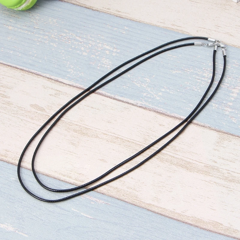 

High Quality Black Silk Leather Cord Chain Necklace Rope with Lobster Claw Clasp 45/50cm Length Cord for Women Men