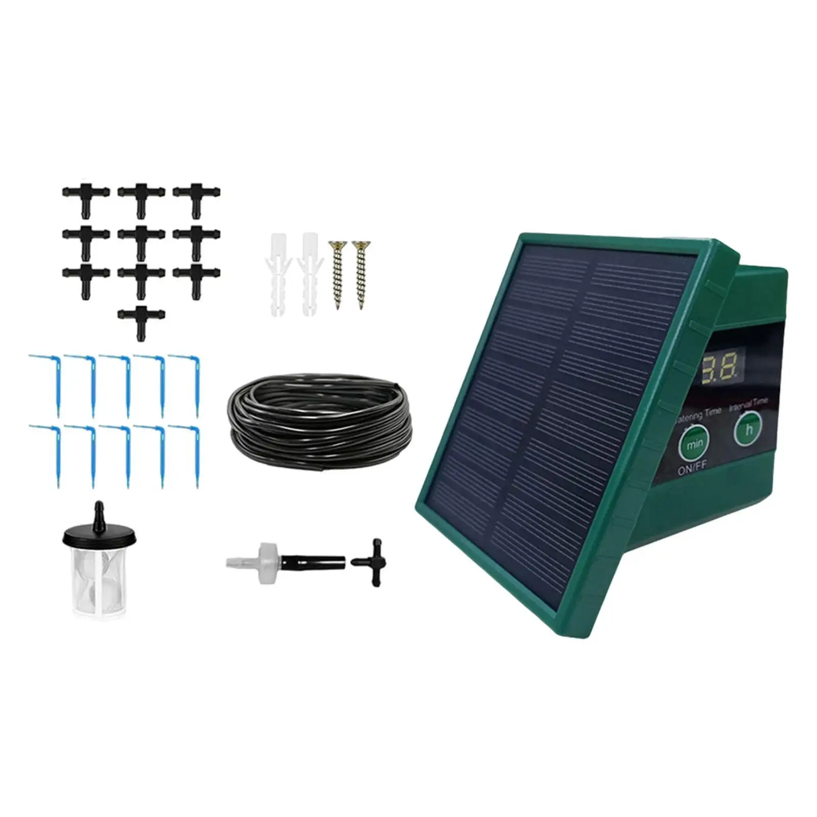 Automatic Solar Powered Drip Irrigation Kit with Timer Hose for Greenhouse Flower Pot Indoor Outdoor Watering