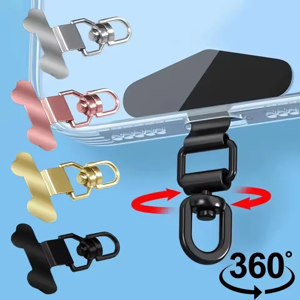 360° Rotatable Ultra-Thin Phone Lanyard Clip with Anti-Lost Strap