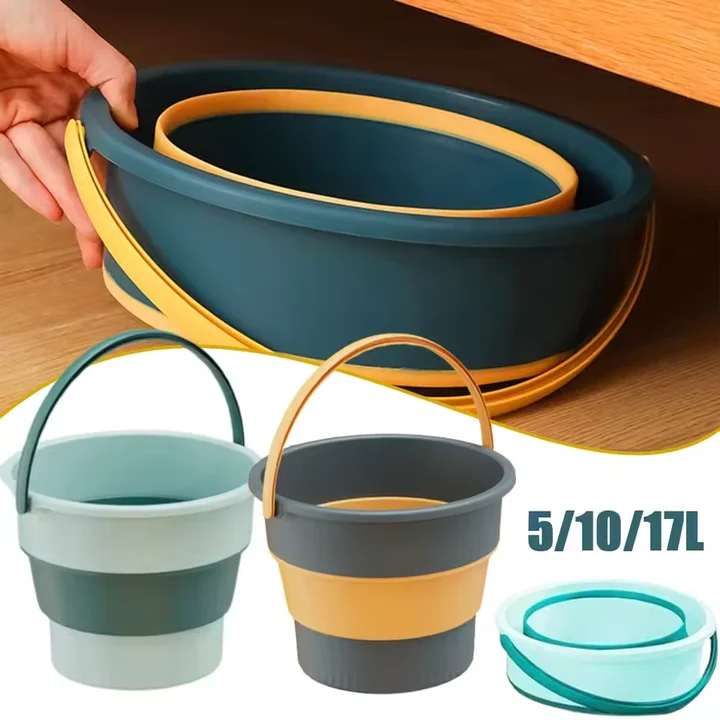 5/10L Portable Folding Bucket for Car Washing Outdoor Foldable Basin Silicone Water Bucket Space Saving Camping Fishing Supplies