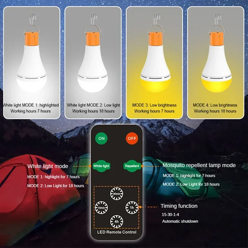 Solar Light Bulbs with Timer, Indoor/Outdoor LED Solar Lights for