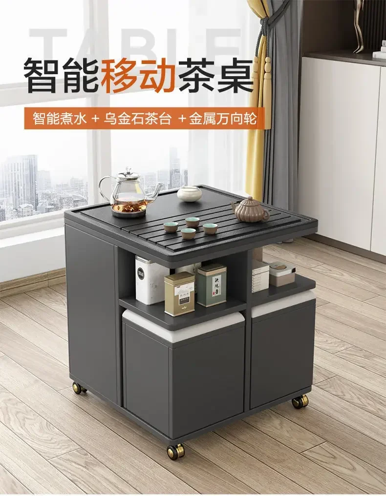 Smart Kettle, Multi-kinetic Mobile Storage Coffee Table, Flamed Stone Coffee Table, Living Room Storage Table