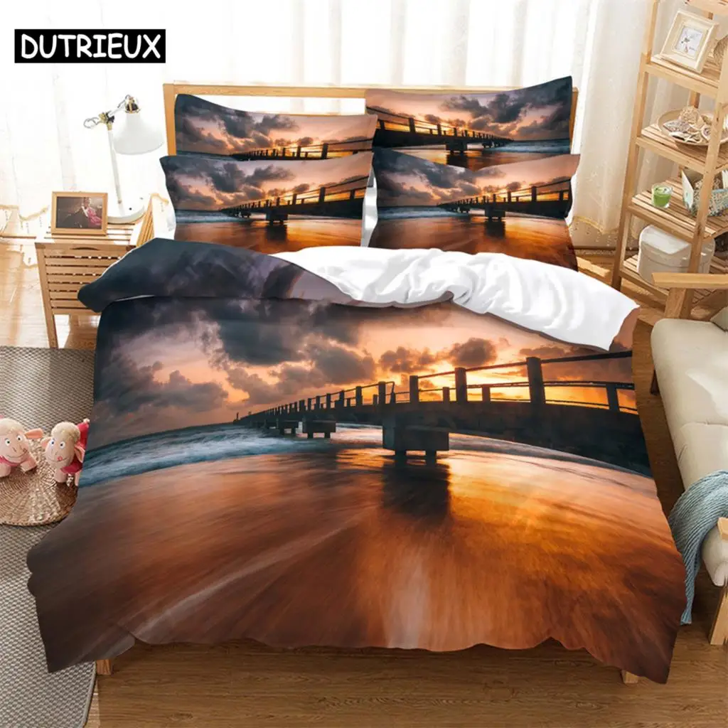 

Bridge 3D Digital Bedding Sets Home Bedclothes Super King Cover Pillowcase Comforter Textiles Bedding Set bed cover set