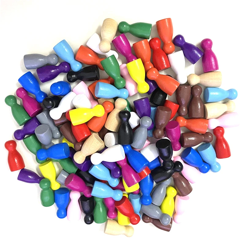 100 unids/set 24*12mm piezas de ajedrez accesorios para juegos de mesa marcado Color piezas de madera