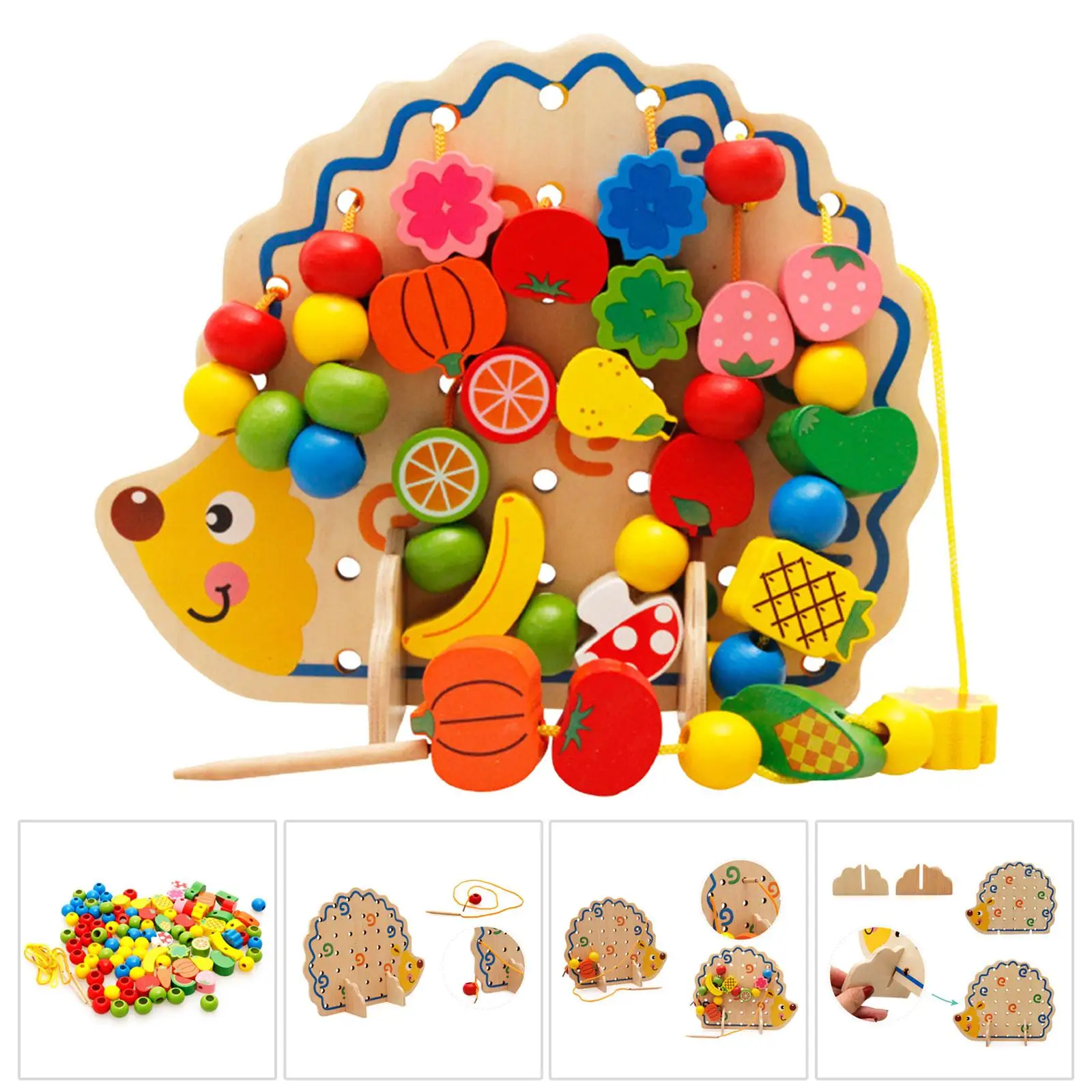 

Lacing Threading Toys Educational Learning Activity Toy Wooden Stringing Beads for Preschool Children 2 3 4 Age Kids Best Gifts