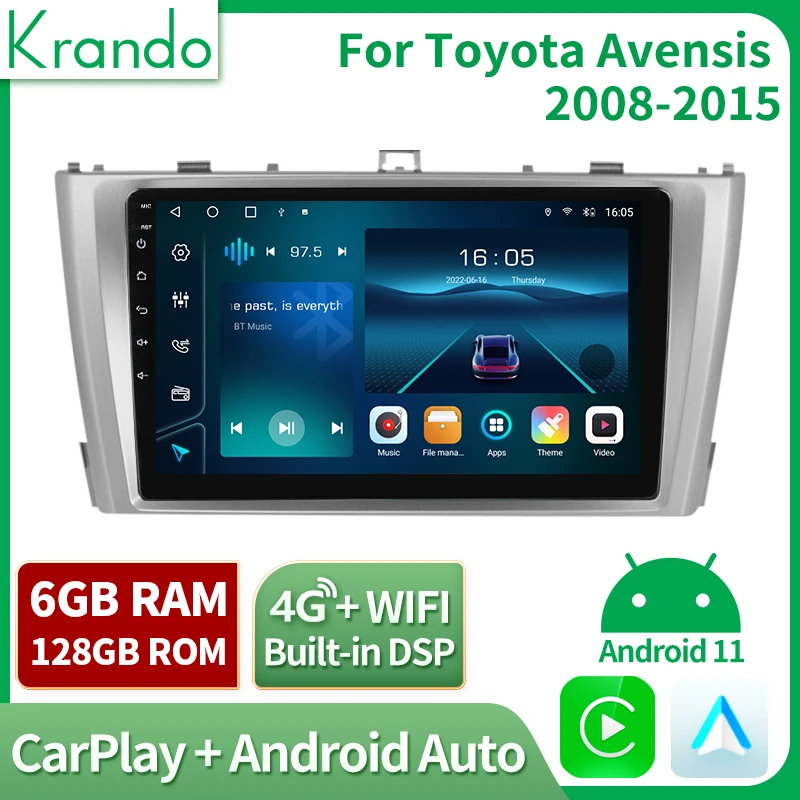 

Krando Android 12 Car GPS Navigation for Toyota Avensis 2008-2015 DVD Multimedia Video Player Touch Screen Carplay Head Unit