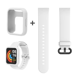 Silicone Strap and Protective Case for Smartwatches - Versatile and Durable Replacement Band (White add strap)