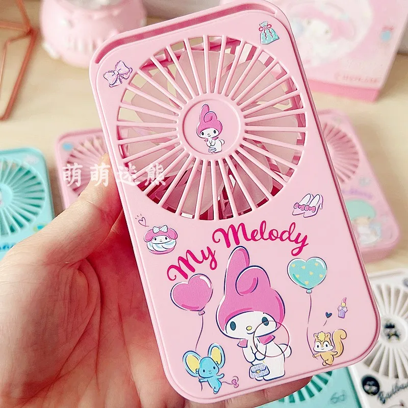 

Kawaii Sanrio Anime My Melody Kuromi Cinnamoroll Cute Fashion Cartoon Portable Usb Charge Fan Air Cooler Small Gift Mini Fans