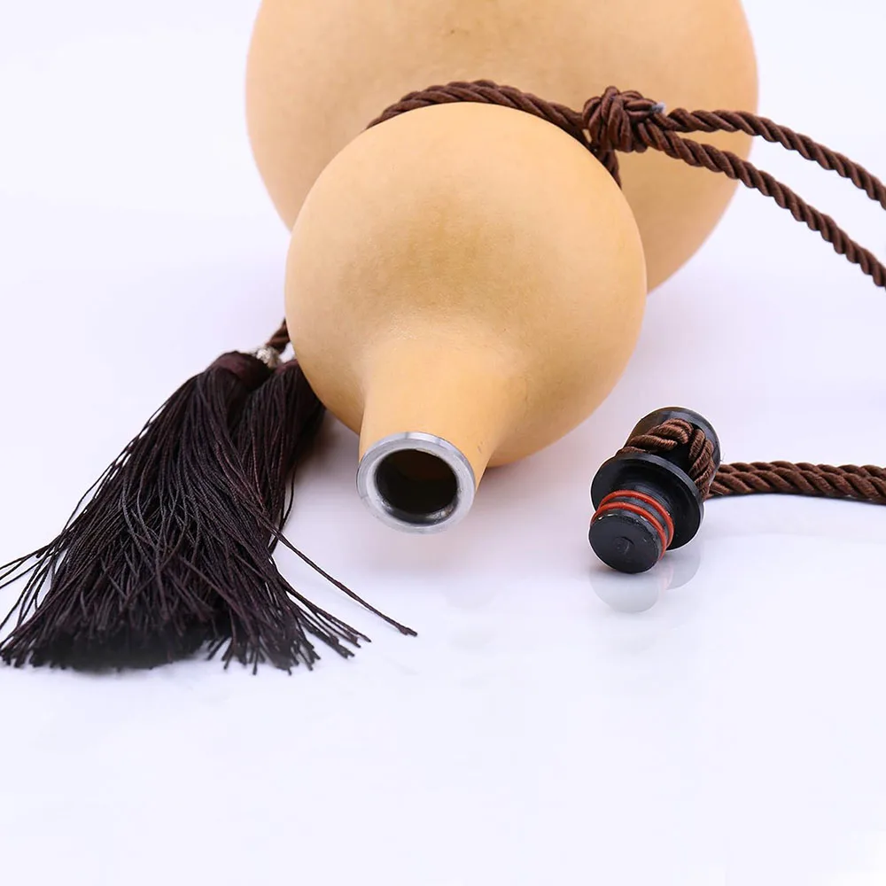 Natural Dried Gourd Water Bottle with Lid Hollow Calabash Chinese Pumpkin for Drinks Holder Ornament D&eacute;cor