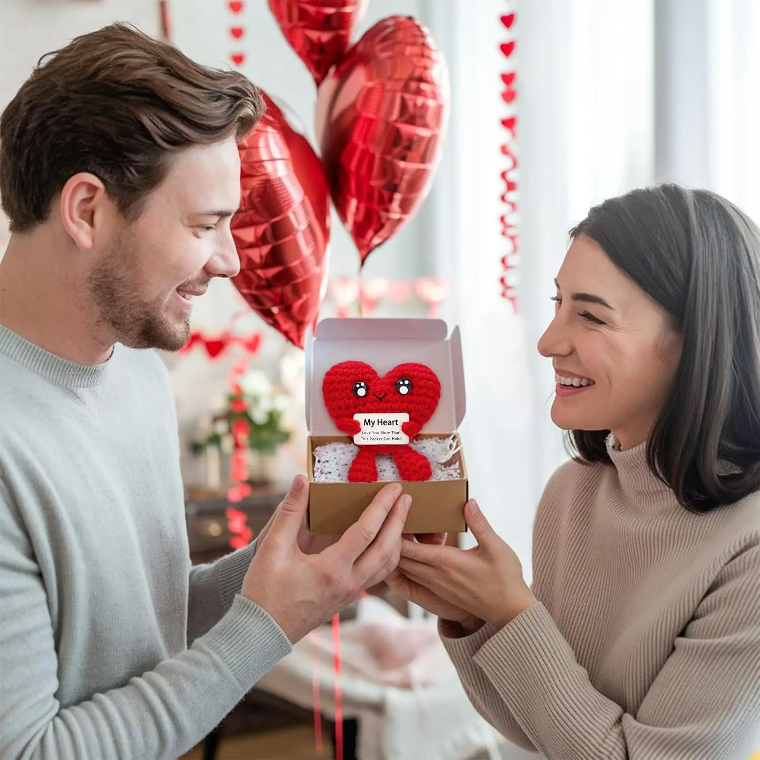 Funny Handmade Crochet Heart Doll Valentine's Day Mother's Day Birthday & More Desktop Ornament Home Decor 3