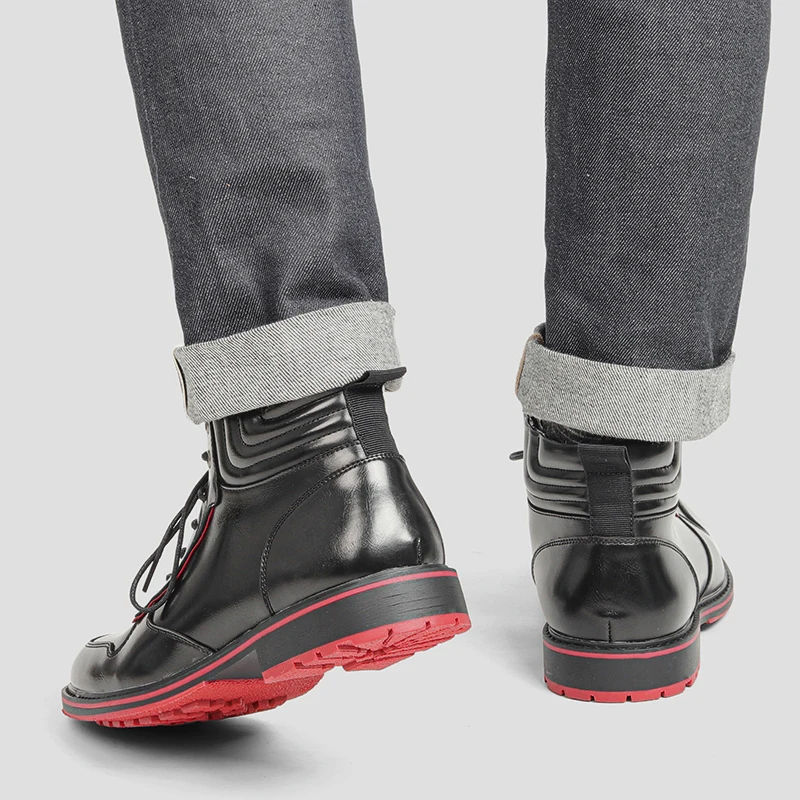 Red Bottom Boots Men Patent leather Ankle Boots Men Leather Boots