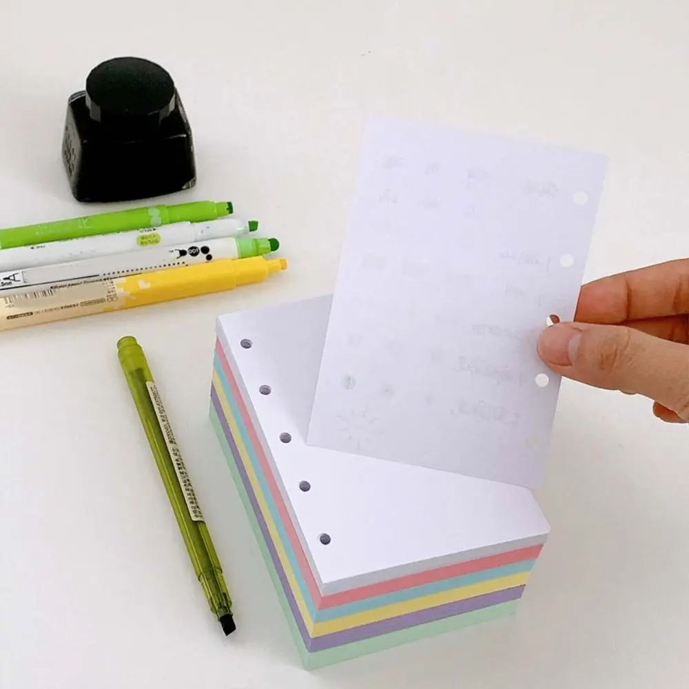 50매 A8 M5 루즈리프 리필 용지 캔디 컬러 5링 리필 스프링 바인더 내지 용지 할 일 목록