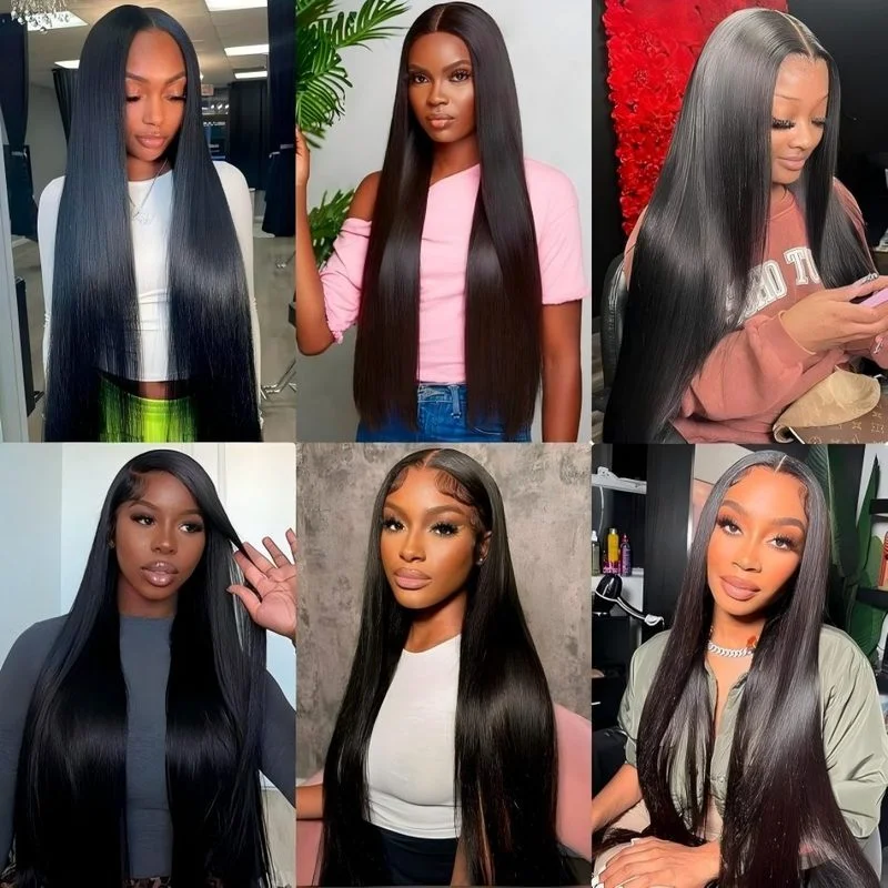 Straight Human Hair Wigs 13X6 Hd Lace Frontal Wig Glueless 5X5 Hd Lace Closure Wig  Brazilian 40 Inch For Women