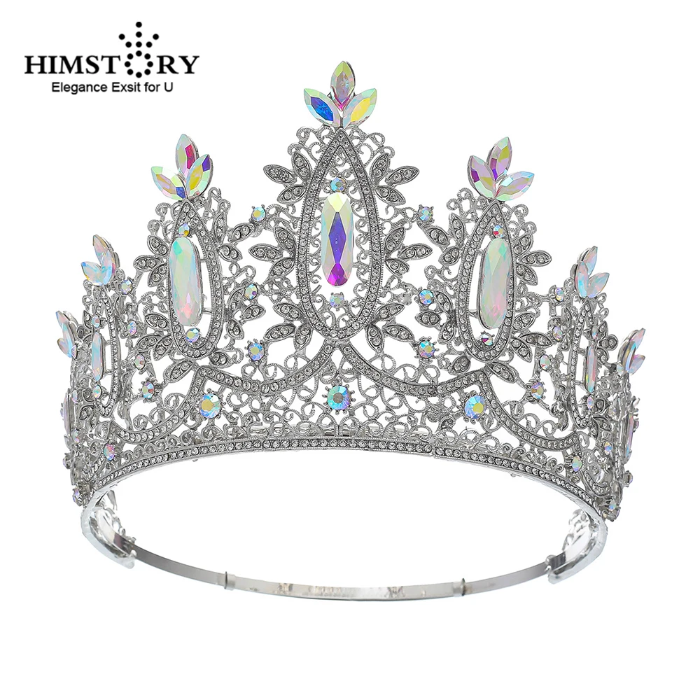 

HIMSTORY Baroque Crystal Full Round Crown Big Tiara Large Rhinestones Princess Crown Women Wedding Hair Accessories Queen