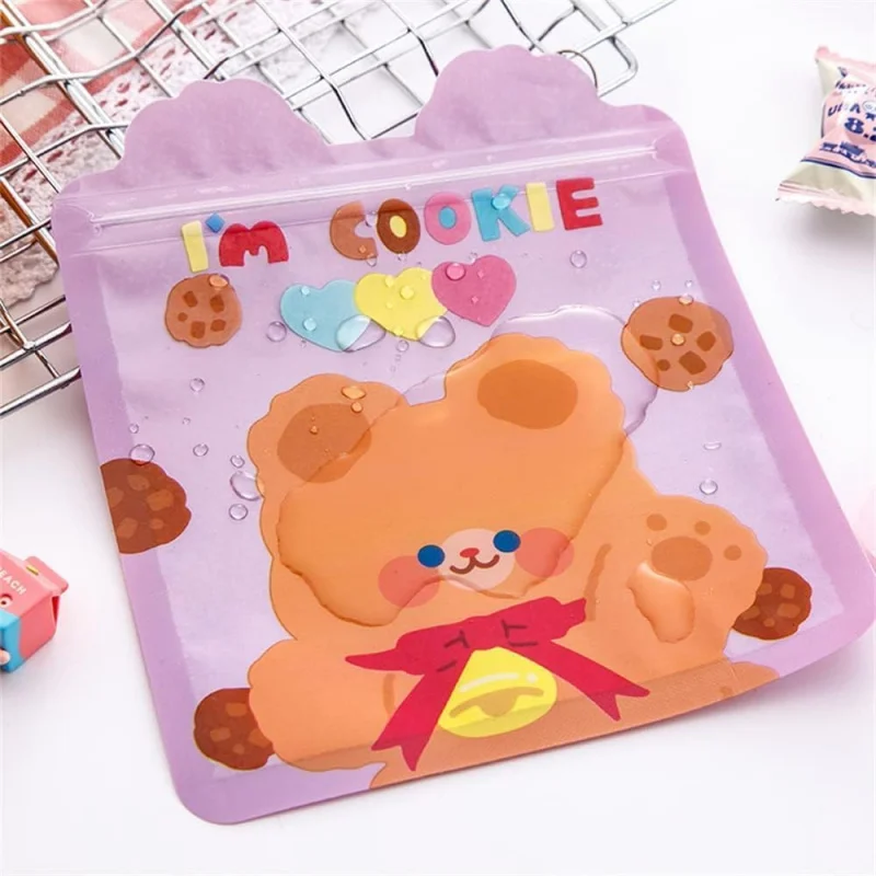 4pcs Cute Cartoon Pattern Zip Lock Candy Cookie Bags Waterproof Resealable Food Grade Reusable Self Sealing Bag for candy cookie bags