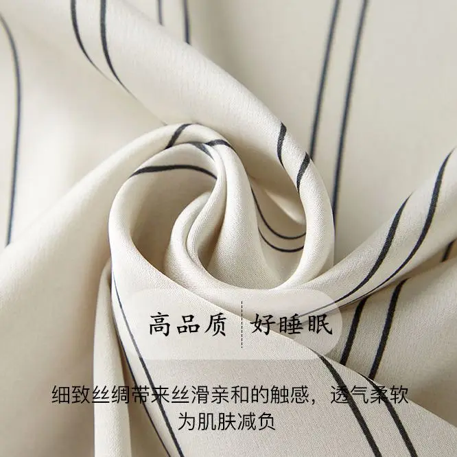2022 Couple Silk Pajamas Loungewear Pijamas Spring and Autumn Men's Sleepwear Pyjamas Women Luxury Clothes Stripe Design