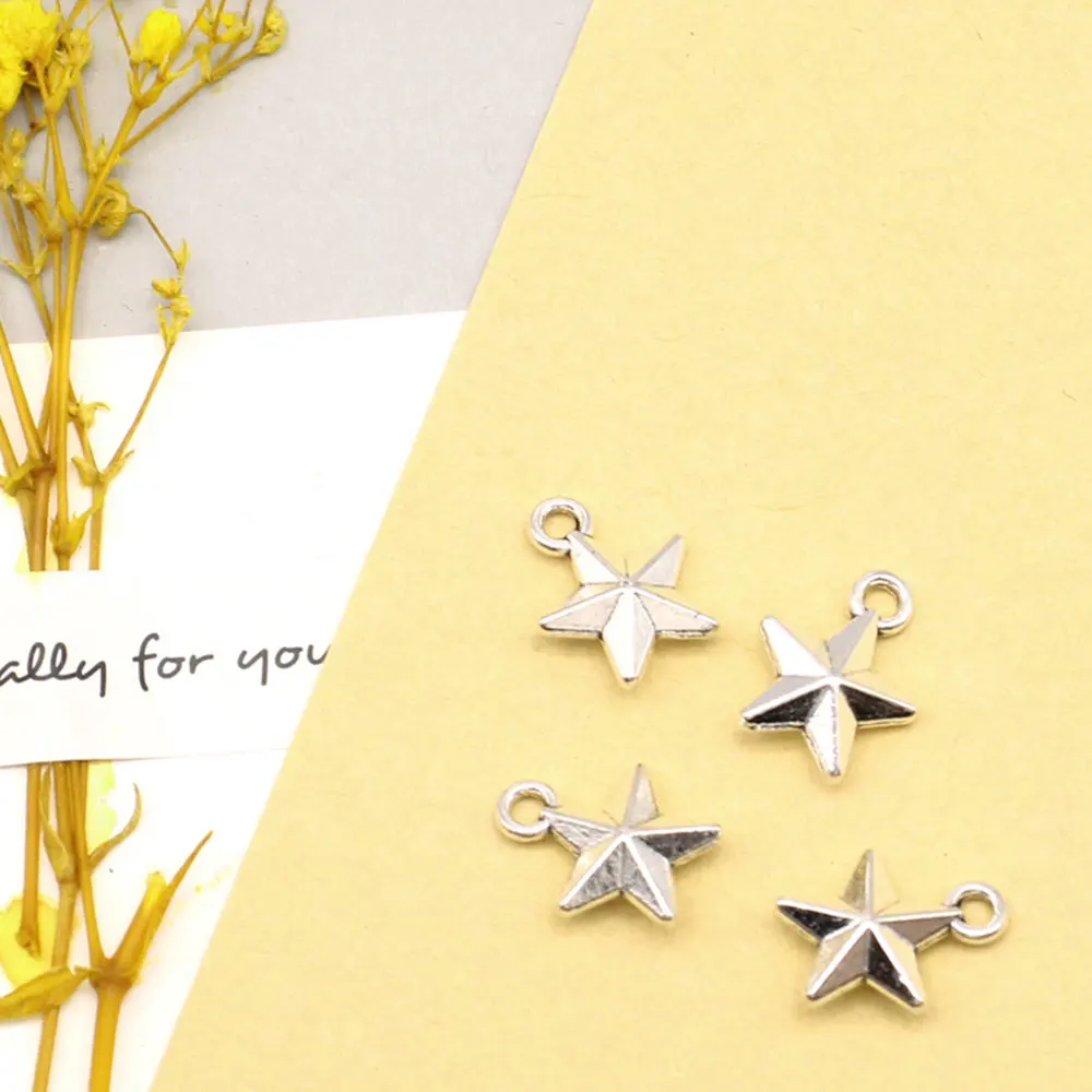 

20pcs 12x14mm Pentagram Charms Jewellery Making Pendants Crafts Accessories Jewelri For Woman Antique Silver Color