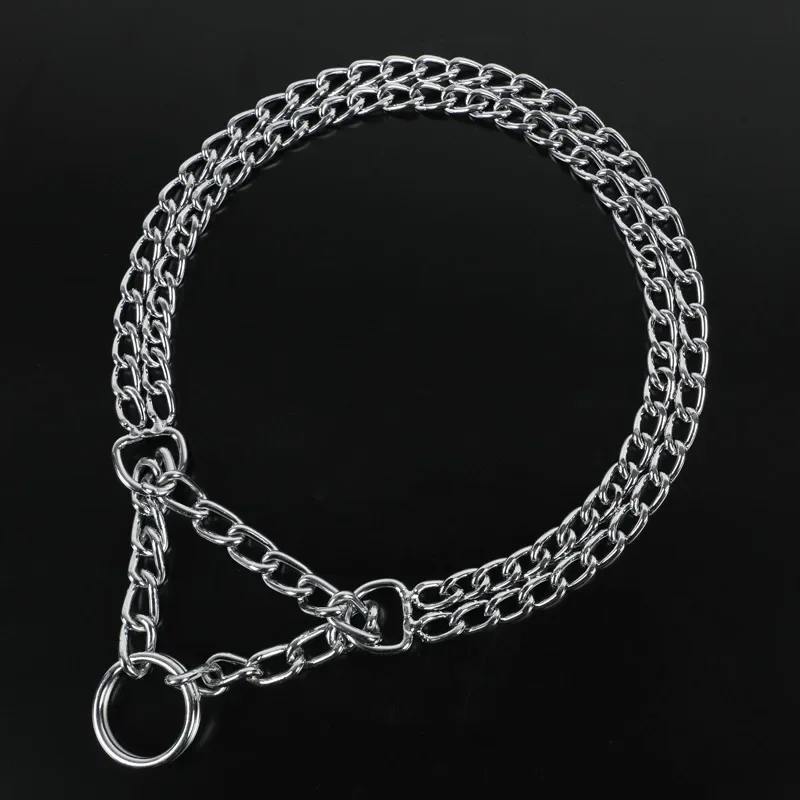 35-65cm Dog Collar Metal Adjustable Double Row Telescopic Chain Triple Ring Explosion-Proof Punch Collar Dog Training Supplies 1