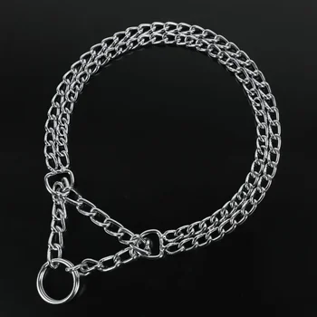 35-65cm Dog Collar Metal Adjustable Double Row Telescopic Chain Triple Ring Explosion-Proof Punch Collar Dog Training Supplies 1