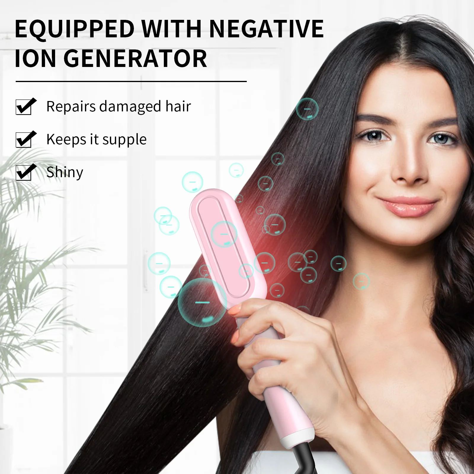 Pro Hair Comb Brush Multifunctional Curler Hair Straightening Comb Dual Voltage 30S Fast Heating Styling Tools 210℃