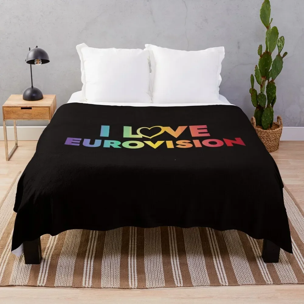 

I love Eurovision - rainbow pattern Throw Blanket Vintage Large Fluffy Softs blankets ands Blankets