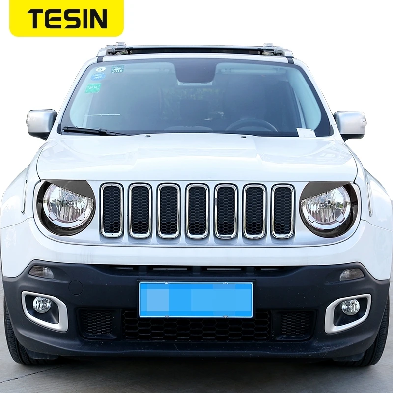 TESIN Lamp Hoods for Jeep Renegade Car Headlight Lamp Decoration Cover Exterior Accessories headlight lamp cover