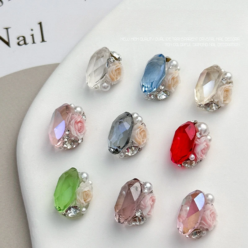 10Pcs 8x12MM High Quality Clear Nail Crystal Decoration Sparkling Ellipse Pigeon Egg Multi Cut Nail Pile Diamond Accessories 4