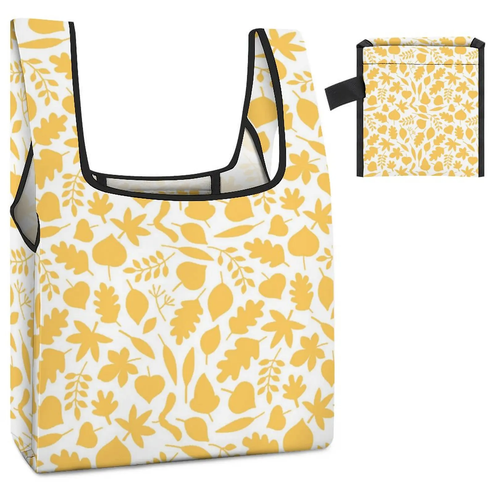 Supermarket Shopping Bags Yellow Leaf Print Shopper Bag Aesthetic Bags Top-Handle Bag Clothing Shoes Packaging Cloth Bags