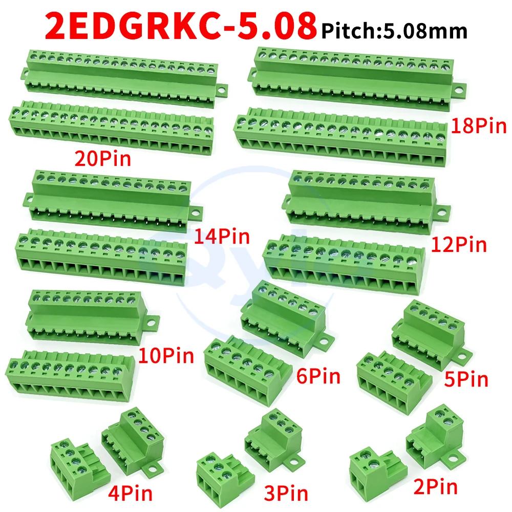 KF 2EDGRKC-5.08mm Lock Plate Fixed Terminal Block Solderless Connection Plug-in Socket Terminal 2EDGK 5.08 2~24P