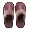 Autumn Winter New Thick Leather Cover Toe Warm Breathable Woman Couple Household Indoor Non-slip Waterproof Cotton Slippers Man 6