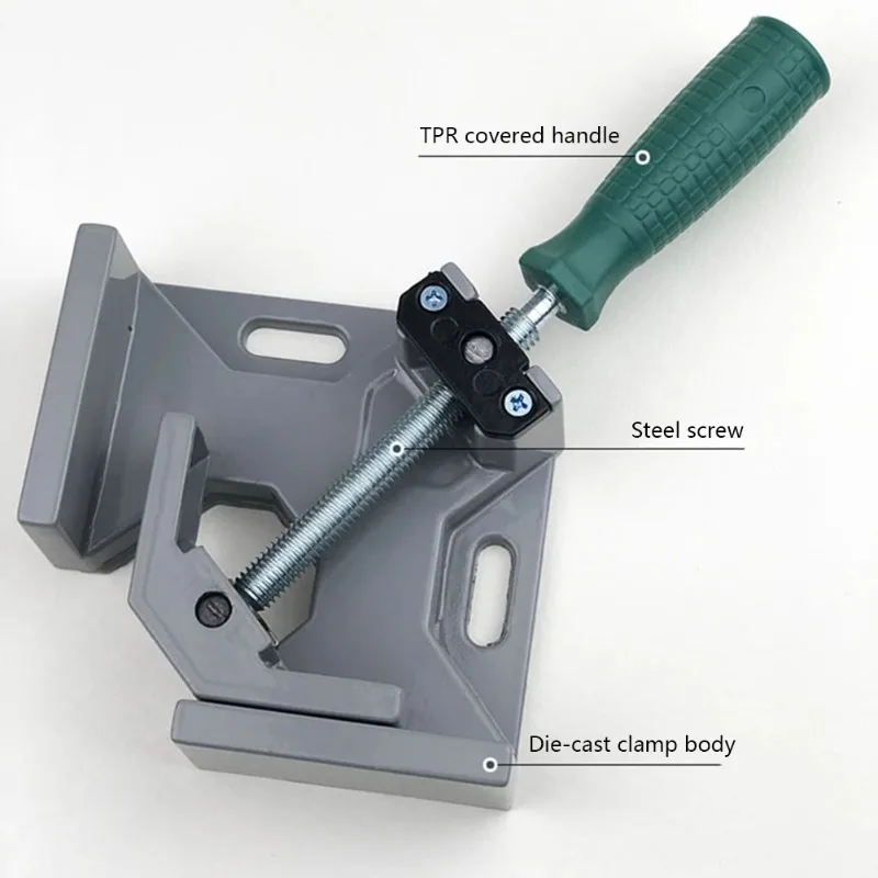 Aluminum Alloy 90-Degree Angle Clamp - Single-Handle Adjustable Jaw for Woodworking , Precision Corner Jig for Photo Frames