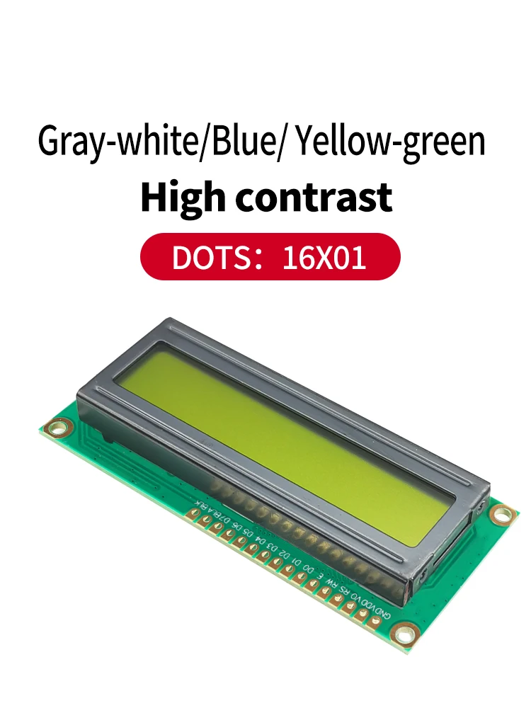 5V LCD1601 1601A Module Grey /Blue/Green Screen 16x1 Character LCD Display Module 1601