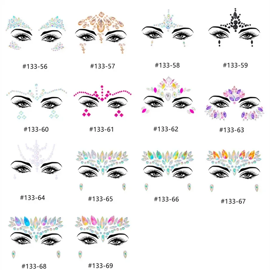 Festival Face Jewels Crystal Body Stickers Make Up Face Gems Glitter Rhinestones Sticker for Festival Party Dress UP