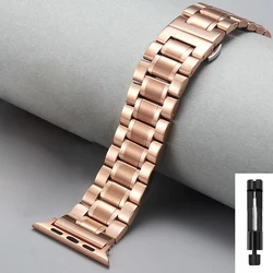 Premium Stainless Steel Watch Strap - Elegant Metal Bracelet Band for 42mm(Series 11 10) (Rose Golden)