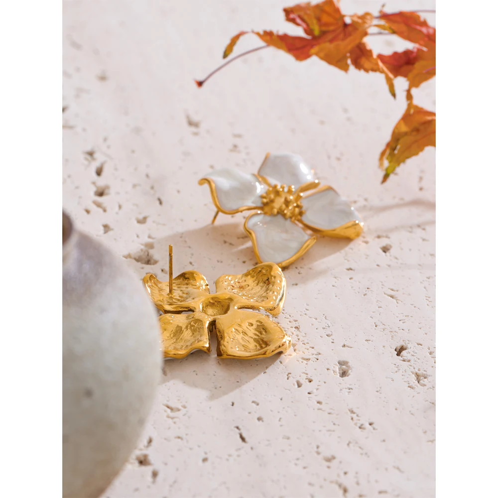 Yhpup Waterproof Earrings 18K Golden PVD Plated Stainless Steel