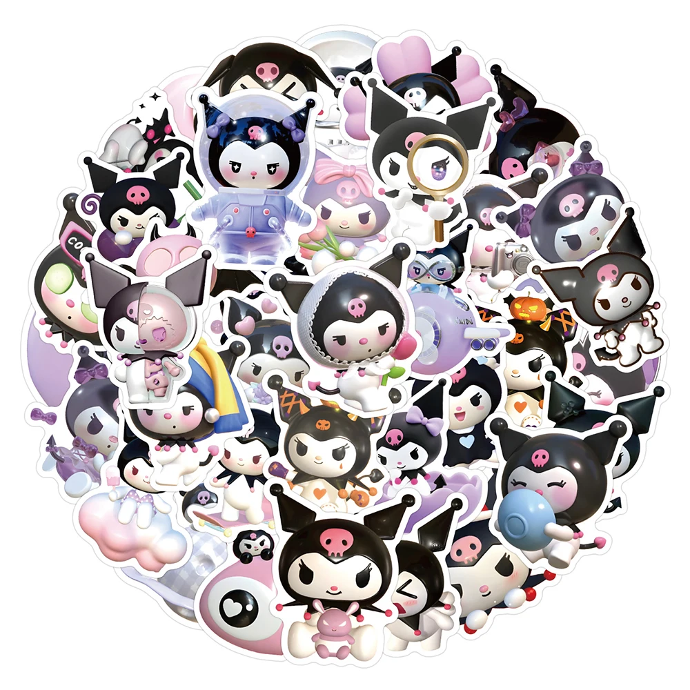 

10/30/50pcs Kawaii Sanrio Anime Kuromi Stickers for Laptop Stationery Phone Waterproof Cute Cartoon Sticker Decals for Kids Toys