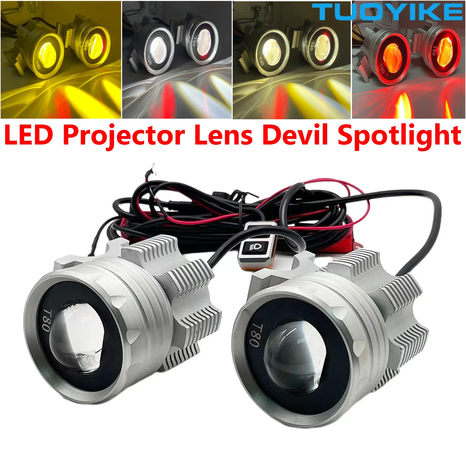 TK300 LED Projector Lens Headlight Laser Spotlight Devil Eye