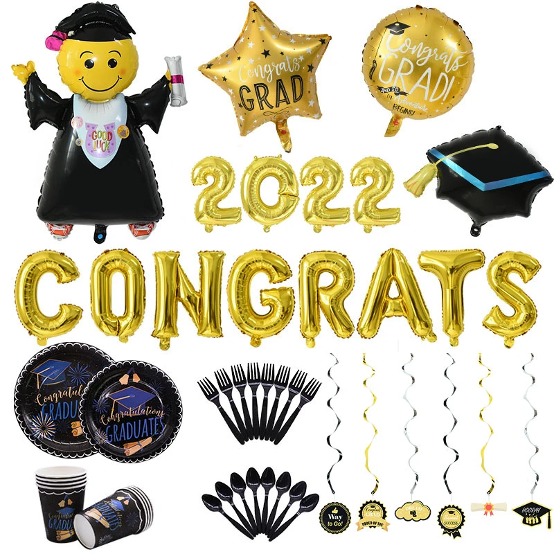 Palloncini con congratulazioni con lettere d'oro Set ...