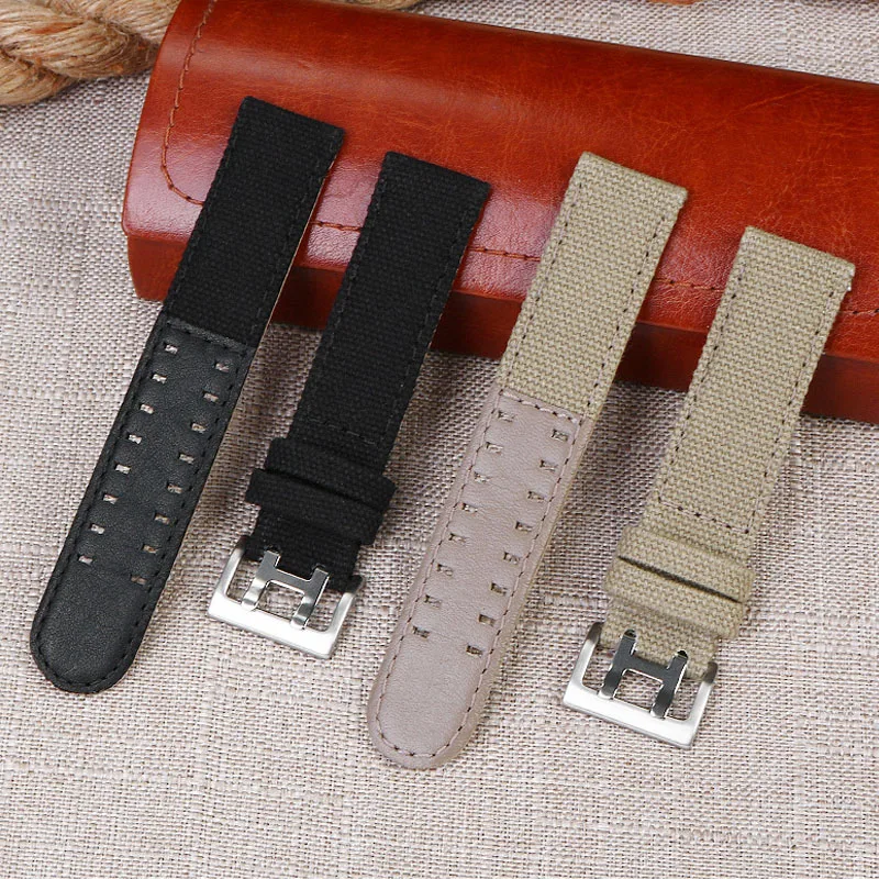 

20mm 22mm Nylon+Leather Watch Strap for Hamilton Band H760250/h77616533/h70605963 H68201993 Wrist Band Men Sport Watch Bracelet
