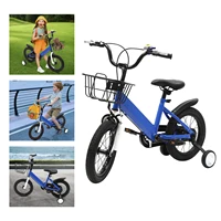 Vélo pour enfants à cadre unique de 14 pouces, unisexe, avec roues d'apprentissage et panier, adapté aux enfants de 3 à 5 ans, bleu/rose/rouge 3