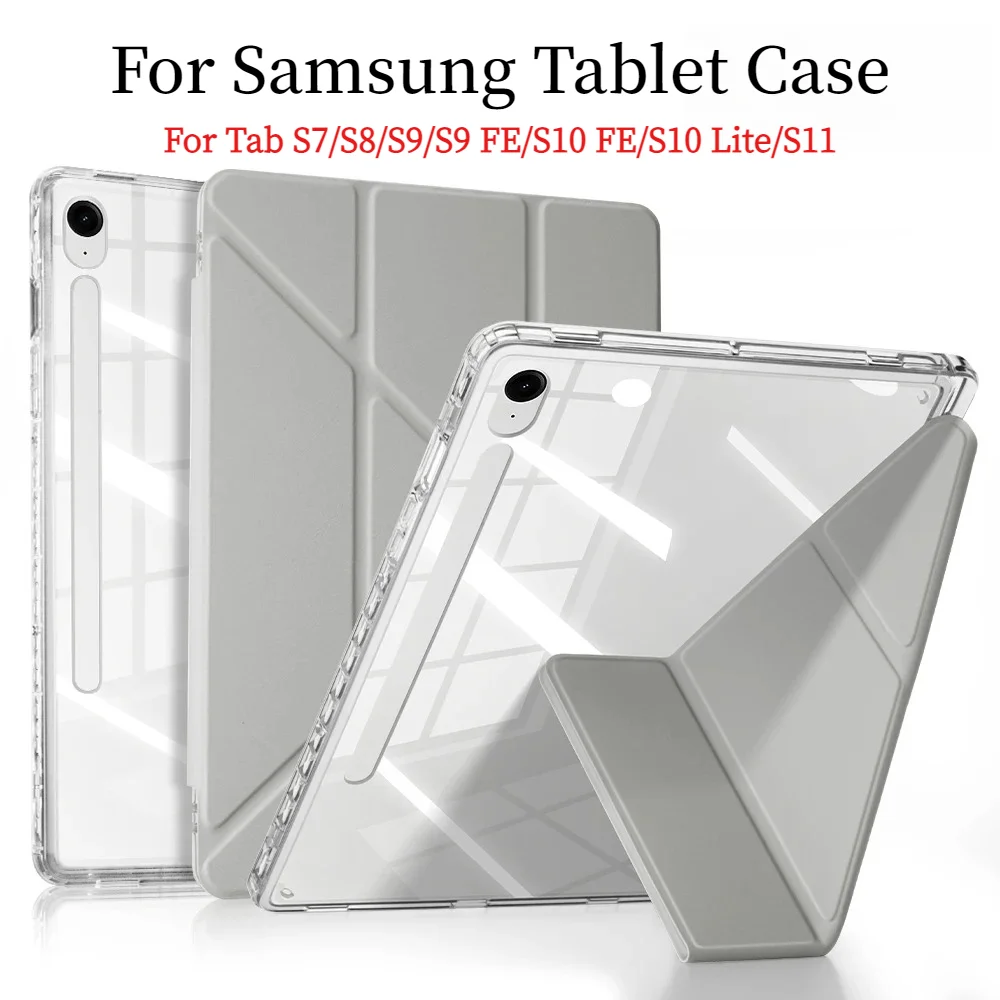 Enhanced Clear Acrylic Tablet Case with Magnetic Stand and Pencil Slot, Multiple Viewing Angles, 11-inch