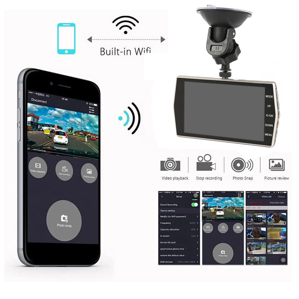 ڵ DVR  ķ  4.0 Ǯ HD 1080P ĸ麸 ī޶ ڵ  ڴ Ʈ  ķ,  ڽ GPS ڵ ׼