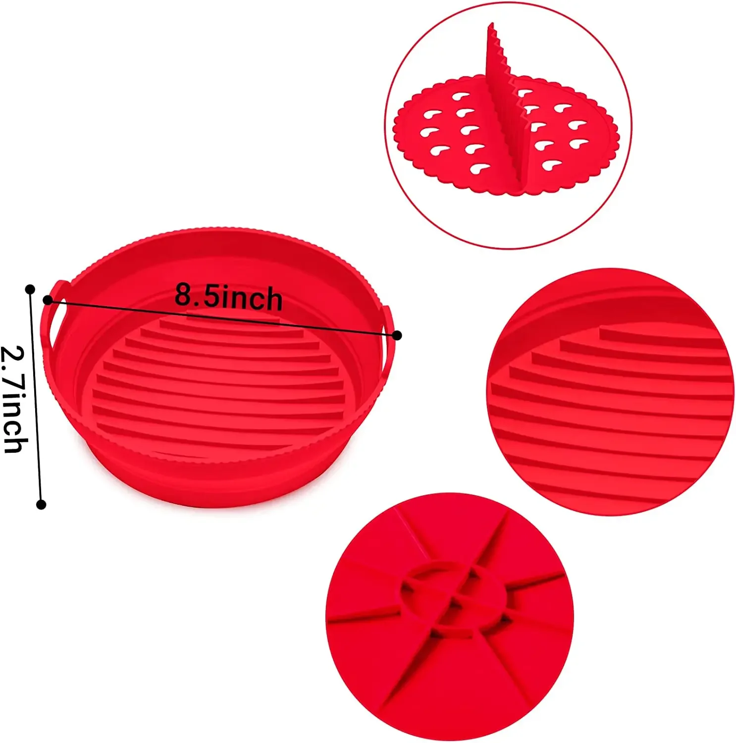 Air Fryer Accessories Reusable Foldable Bpa Free Silicone Pot Basket Plate Molds for air fryer accessories,air fryer mold