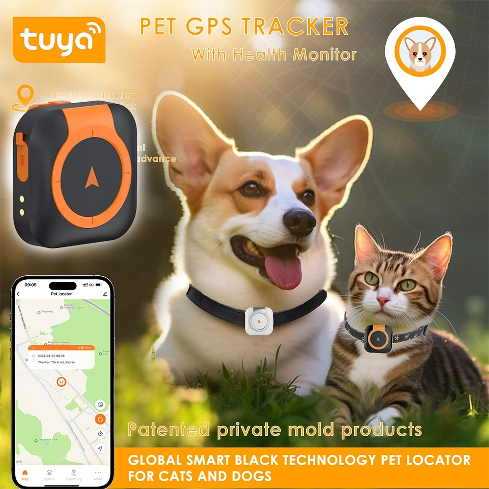Mini 4G GPS Pet Tracker Waterproof Universal Fit for Any Collar Health Monitoring Virtual Dog Fence Compatible with iOS Android
