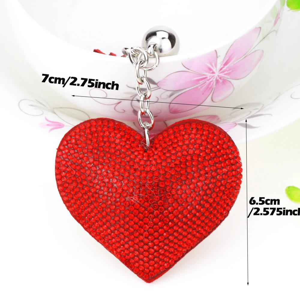 Rhinestone Heart Finger Keychain Bling Crystal Strap Pendant for Key Handbag Wallet Key Accessories Gift for Women